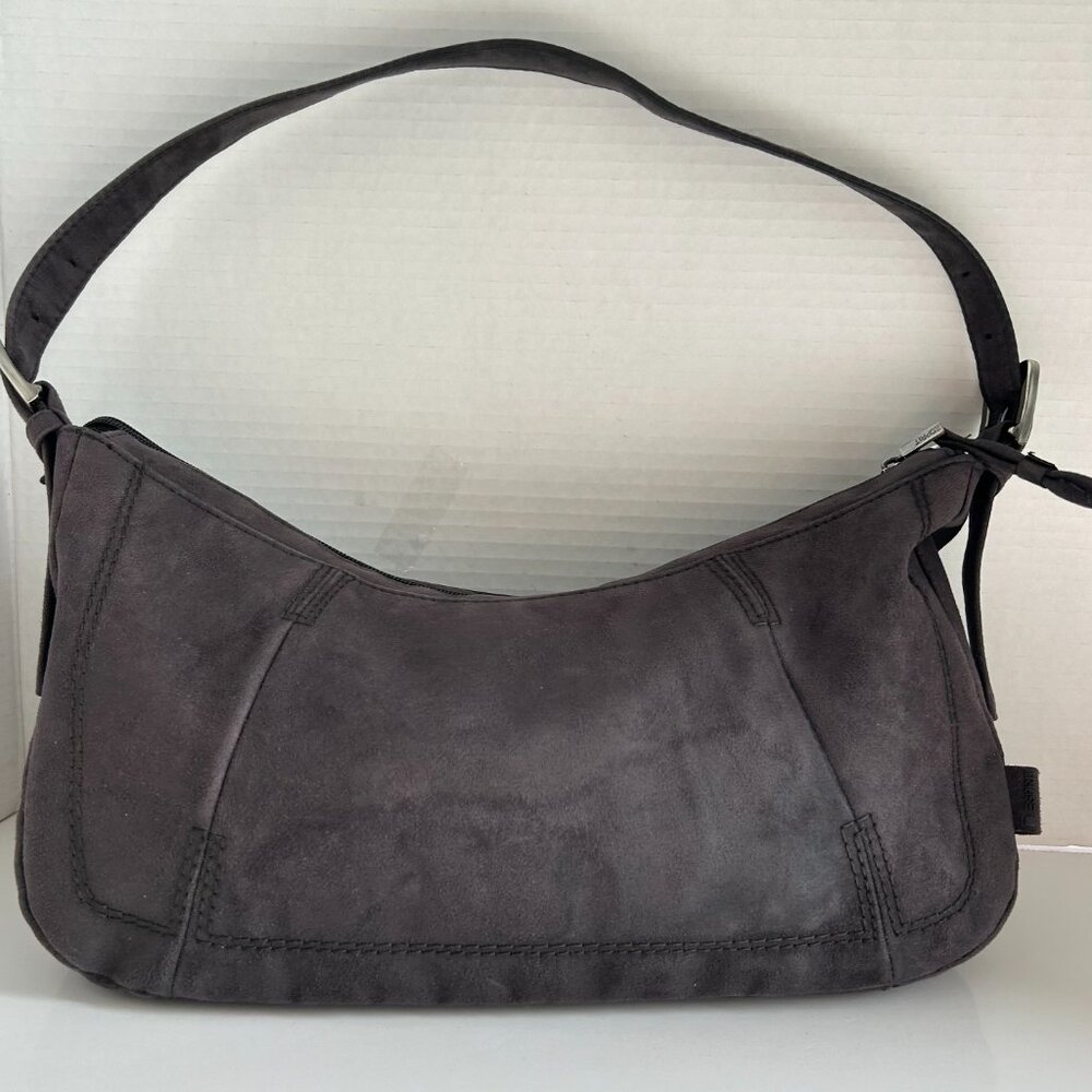 Esprit Suede Hobo Shoulder Bag, Adjustable Strap in Dark Brown